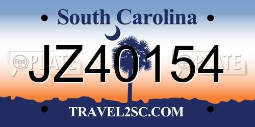 JZ40154 South Carolina License Plate