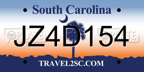JZ4D154 South Carolina License Plate