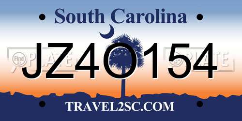 JZ4O154 South Carolina License Plate