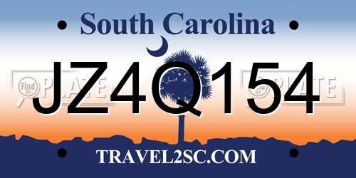 JZ4Q154 South Carolina License Plate