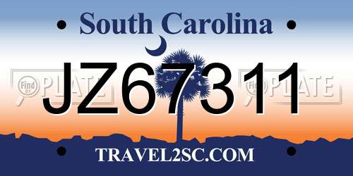 JZ67311 South Carolina License Plate