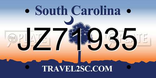 JZ71935 South Carolina License Plate