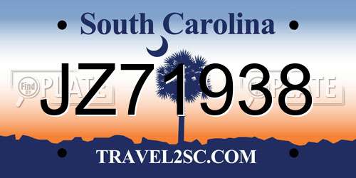 JZ71938 South Carolina License Plate