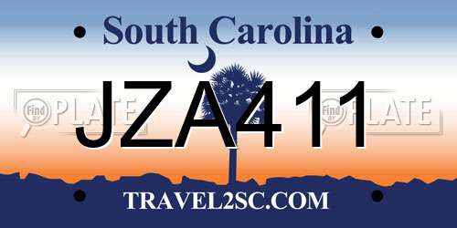 JZA411 South Carolina License Plate
