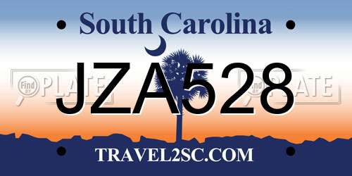JZA528 South Carolina License Plate