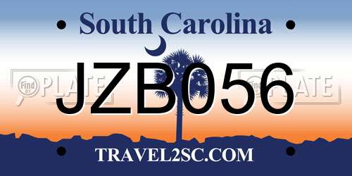 JZB056 South Carolina License Plate