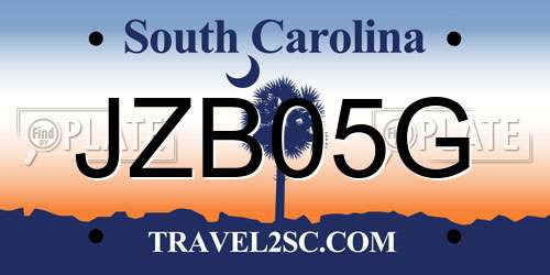 JZB05G South Carolina License Plate