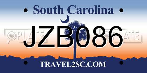 JZB086 South Carolina License Plate