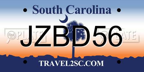 JZBD56 South Carolina License Plate