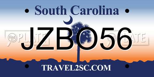 JZBO56 South Carolina License Plate
