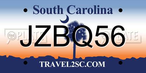JZBQ56 South Carolina License Plate
