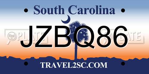 JZBQ86 South Carolina License Plate