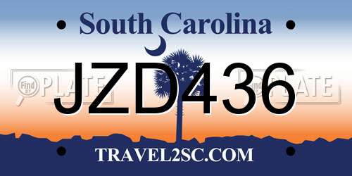 JZD436 South Carolina License Plate