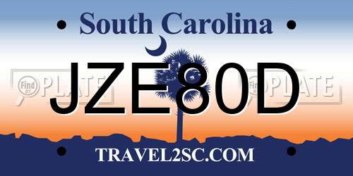 JZE80D South Carolina License Plate
