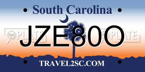 JZE80O South Carolina License Plate