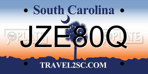 JZE80Q South Carolina License Plate