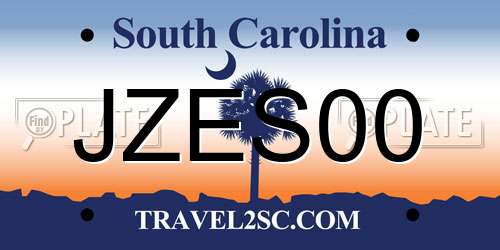 JZES00 South Carolina License Plate