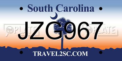 JZG967 South Carolina License Plate