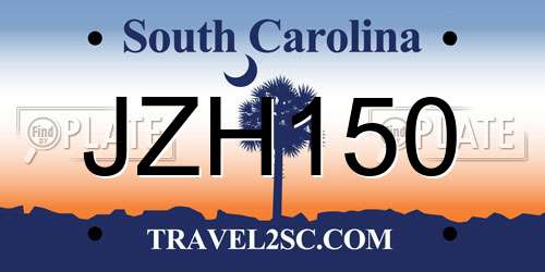 JZH150 South Carolina License Plate