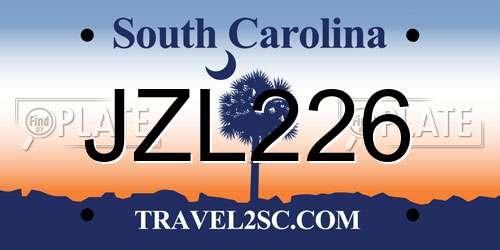 JZL226 South Carolina License Plate