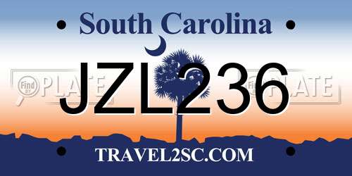 JZL236 South Carolina License Plate