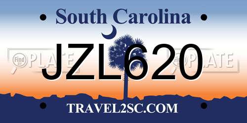JZL620 South Carolina License Plate