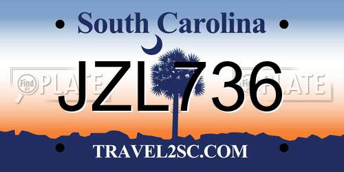 JZL736 South Carolina License Plate
