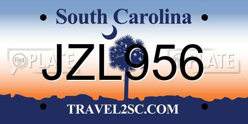 JZL956 South Carolina License Plate