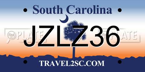 JZLZ36 South Carolina License Plate