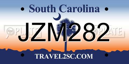 JZM282 South Carolina License Plate