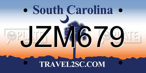 JZM679 South Carolina License Plate