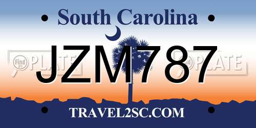 JZM787 South Carolina License Plate