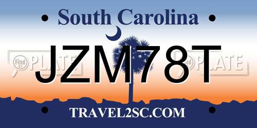 JZM78T South Carolina License Plate