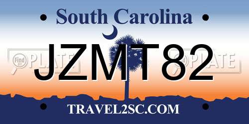 JZMT82 South Carolina License Plate