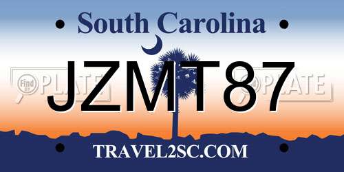 JZMT87 South Carolina License Plate
