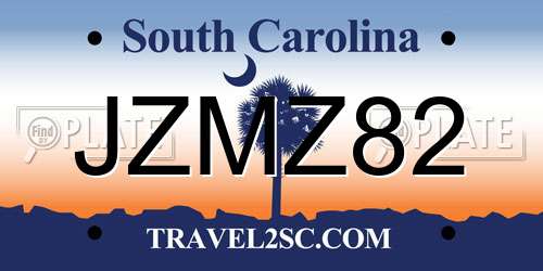 JZMZ82 South Carolina License Plate