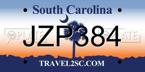 JZP384 South Carolina License Plate