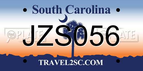 JZS056 South Carolina License Plate