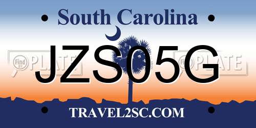 JZS05G South Carolina License Plate