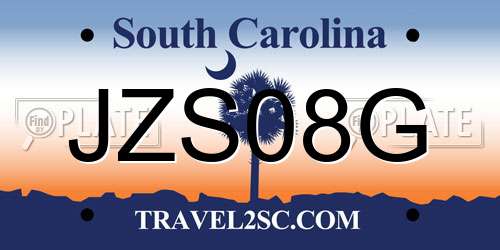 JZS08G South Carolina License Plate