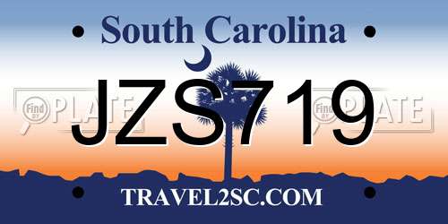 JZS719 South Carolina License Plate