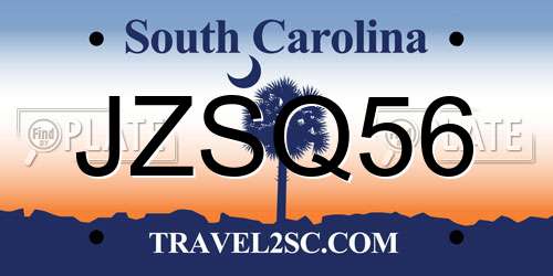JZSQ56 South Carolina License Plate