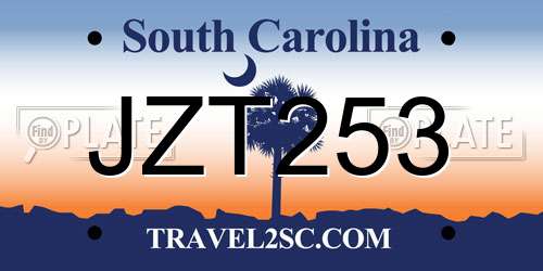 JZT253 South Carolina License Plate