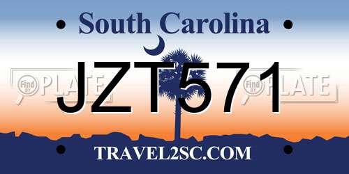 JZT571 South Carolina License Plate