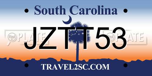JZTT53 South Carolina License Plate