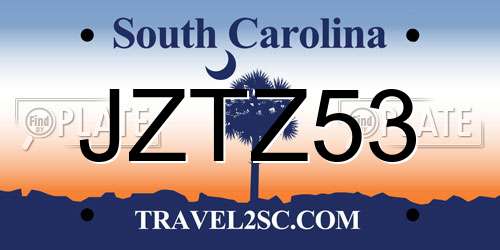 JZTZ53 South Carolina License Plate