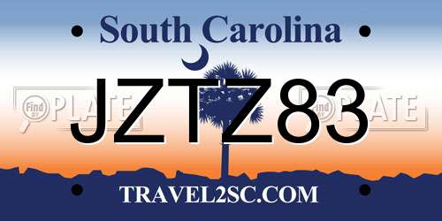 JZTZ83 South Carolina License Plate