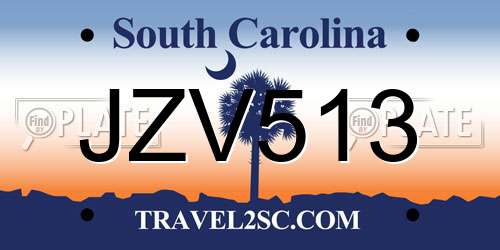 JZV513 South Carolina License Plate