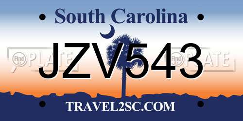 JZV543 South Carolina License Plate
