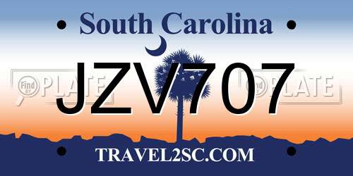 JZV707 South Carolina License Plate